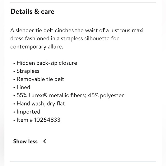 Petal& Pup Farley Strapless Metallic Maxi Dress NWT - Picture 9 of 9